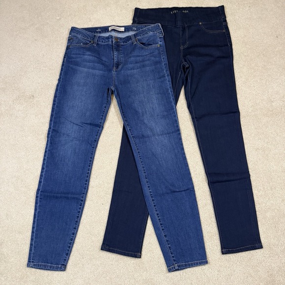 Women's 14 Classic Skinny Jeans Liverpool NYDJ Lot of 5 Medium Dark White Wash - Picture 2 of 5